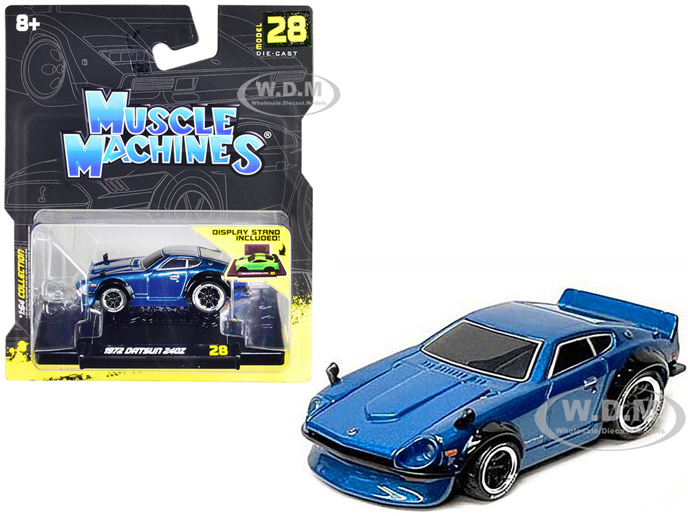 1972 Datsun 240Z Blue Metallic 1/64 Diecast Model Car by Muscle Machines diecast model