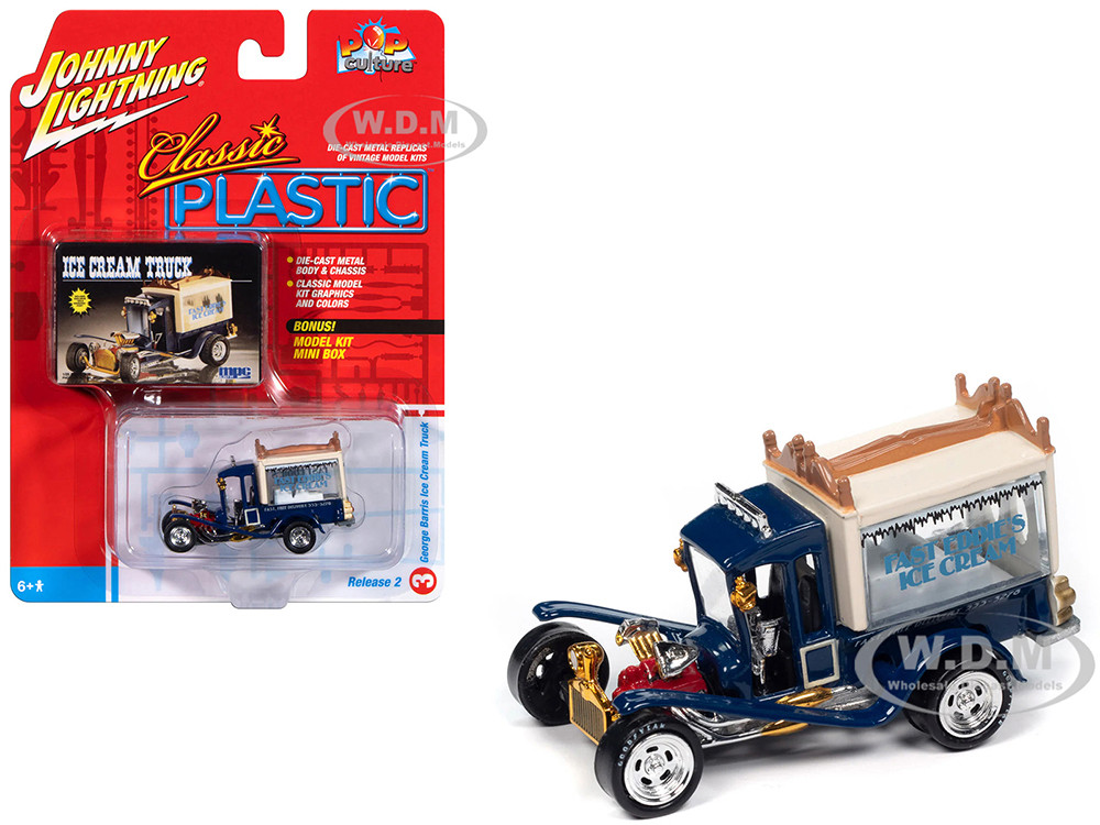 George Barris Ice Cream Truck Blue "Classic Plastic" "Pop Culture" 2024 Release 2 1/64 Diecast Model Car by Johnny Lightning diecast model
