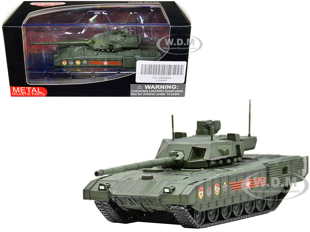 Russian T14 Armata MBT (Main Battle Tank) Green Camouflage "Armor Premium" Series 1/72 Diecast Model by Panzerkampf diecast model