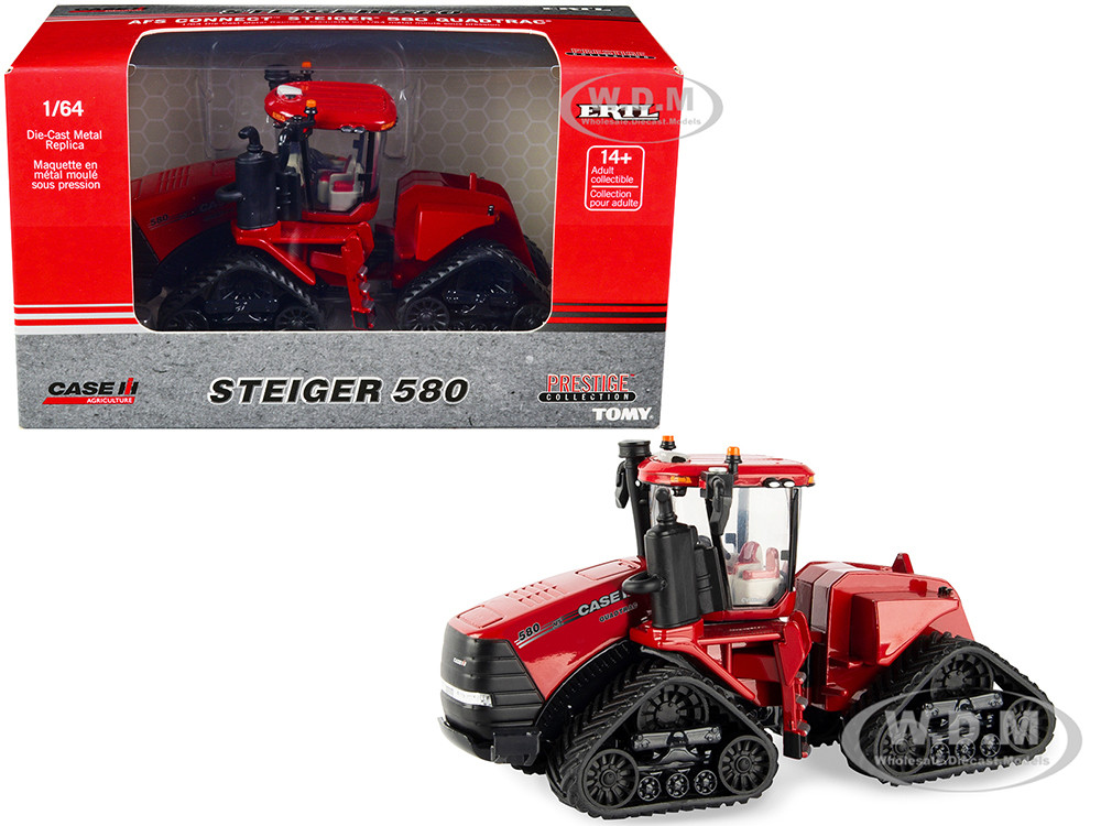 Case AFS Connect Steiger 580 Quadtrac Tractor with Tracks Red "Case IH Agriculture" "Prestige Collection" 1/64 Diecast Model by ERTL TOMY diecast model