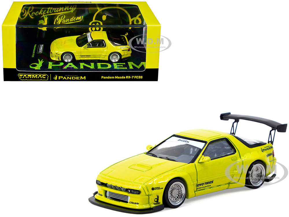 Mazda RX-7 FC3S Pandem Yellow Metallic "Road64" Series 1/64 Diecast Model Car by Tarmac Works diecast model