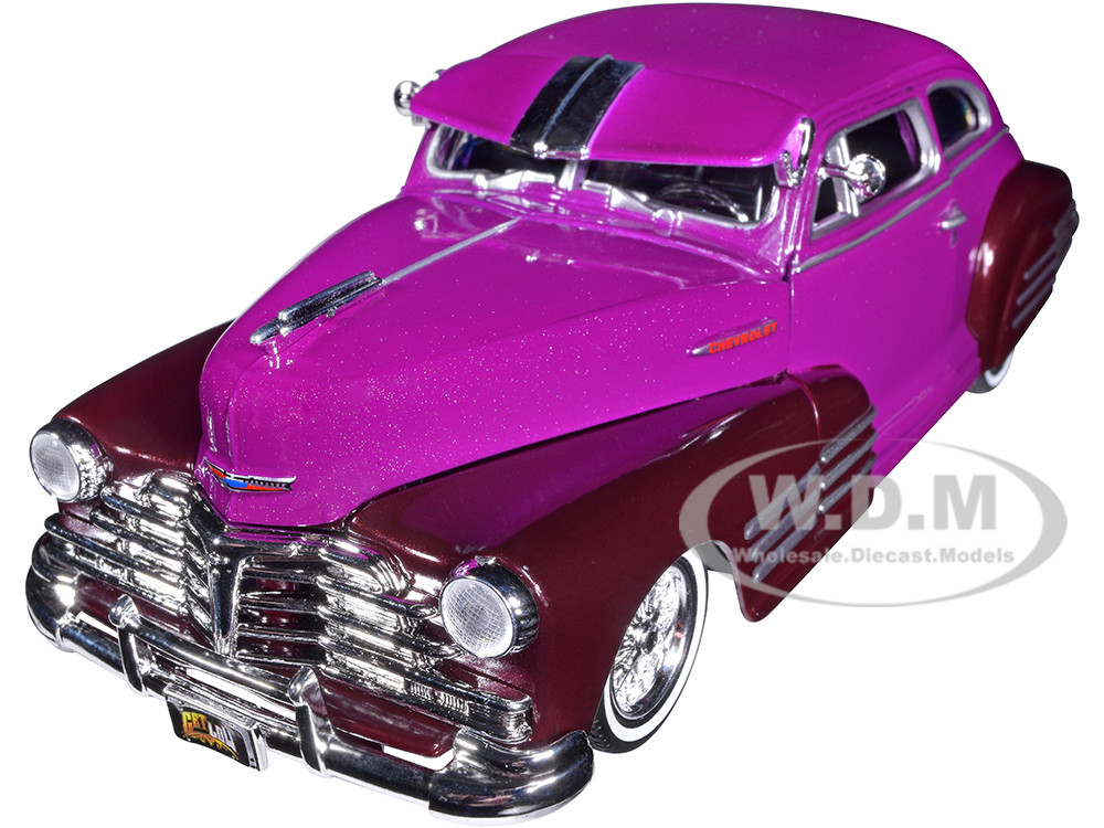 1948 Chevrolet Aerosedan Fleetside Lowrider Purple Metallic and Dark Purple Metallic Two-Tone "Get Low" Series 1/24 Diecast Model Car by Motormax diecast model