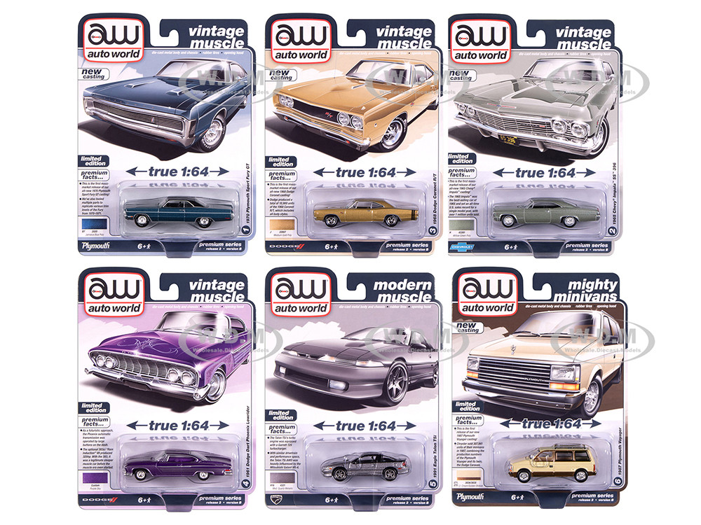 Auto World Premium 2025 Release 2 Set B of 6 pieces 1/64 Diecast Model Cars by Auto World diecast model
