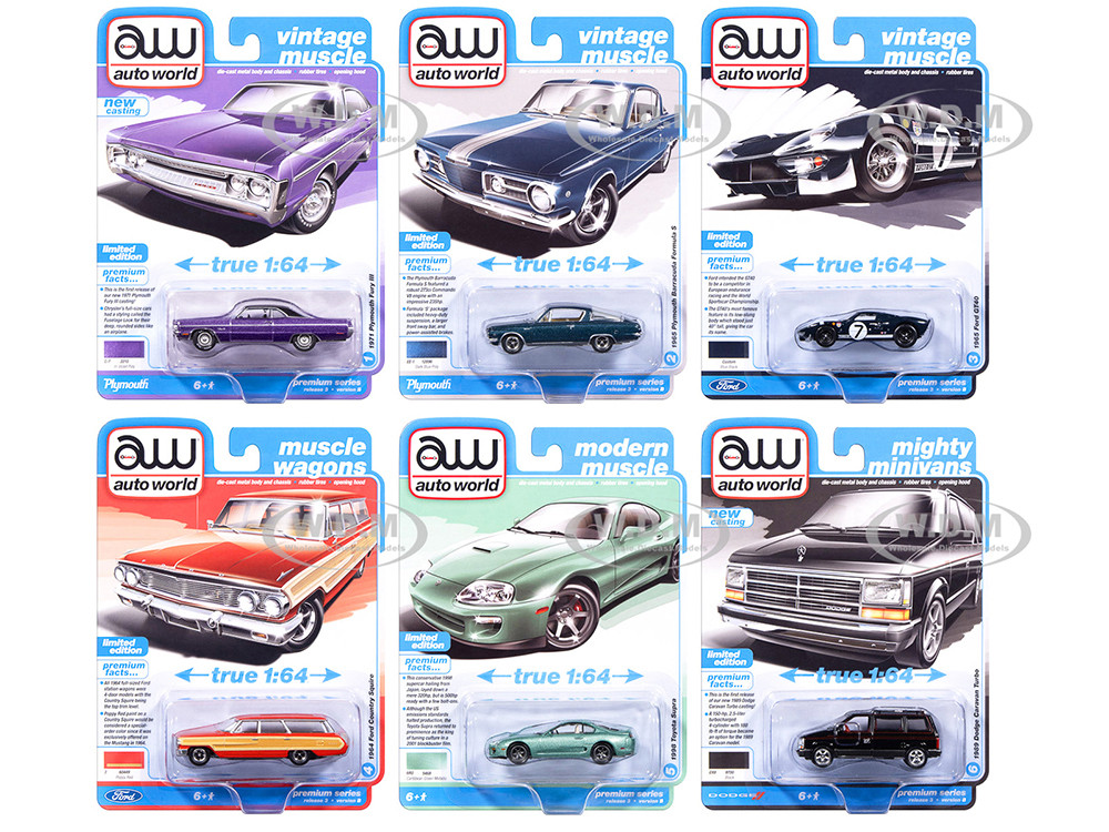 Auto World Premium 2025 Release 3 Set B of 6 pieces 1/64 Diecast Model Cars by Auto World diecast model