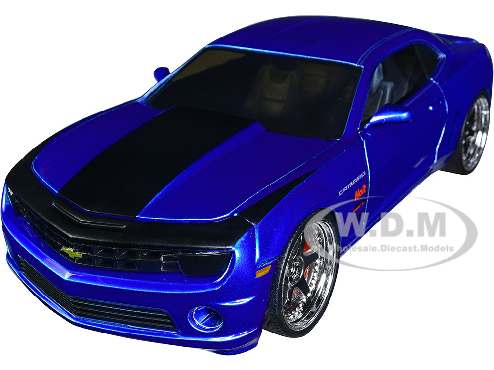 2010 Chevrolet Camaro Candy Blue with Black Hood "Bigtime Muscle" Series 1/24 Diecast Model Car by Jada diecast model