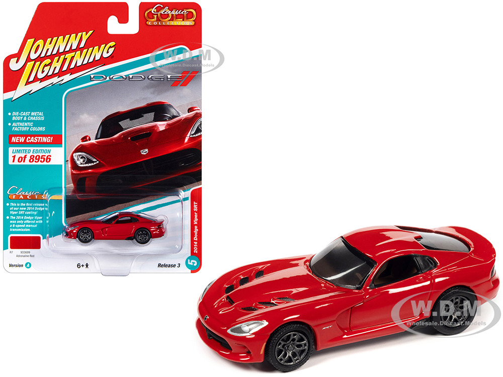 2014 Dodge Viper SRT Adrenaline Red "Classic Gold Collection" Series Limited Edition to 8956 pieces Worldwide 1/64 Diecast Model Car by Johnny Lightning diecast model