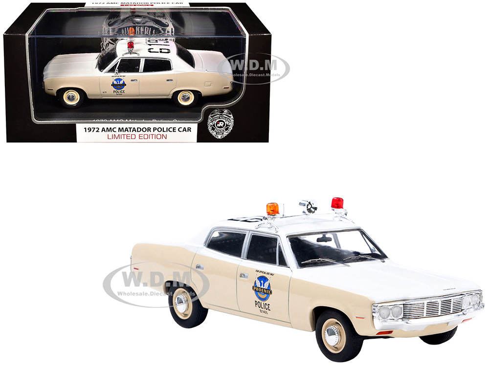 1972 AMC Matador Police Car "Phoenix Police Department" White and Beige 1/43 Diecast Model by Iconic Replicas diecast model