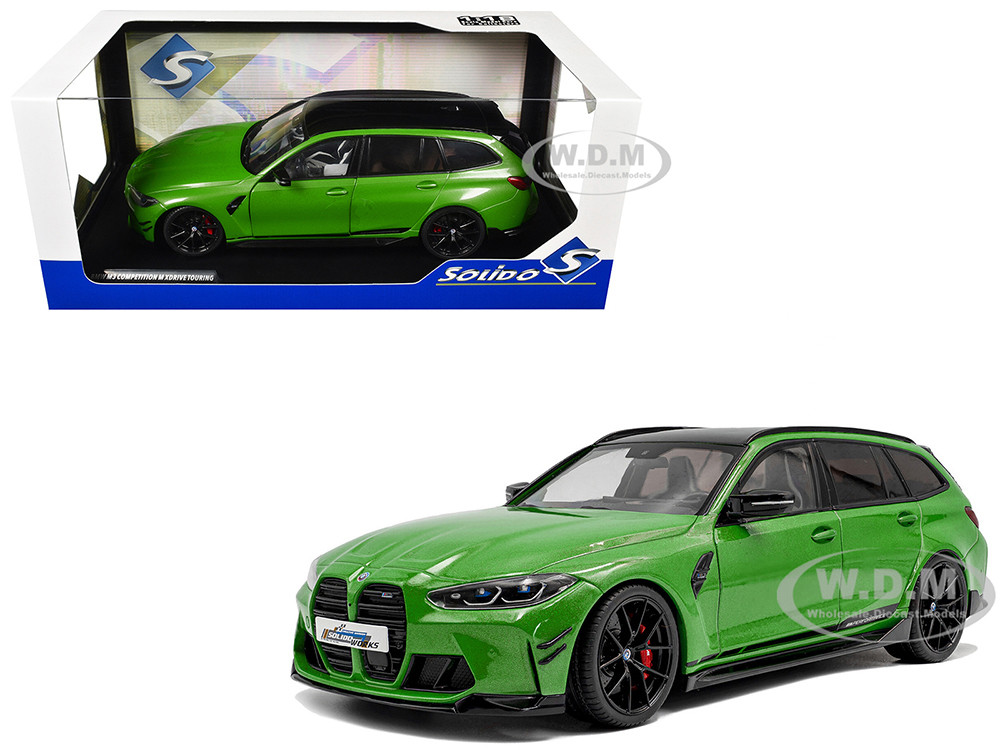 2024 BMW M3 Competition M xDrive Touring Green Metallic with Black Top 1/18 Diecast Model Car by Solido diecast model