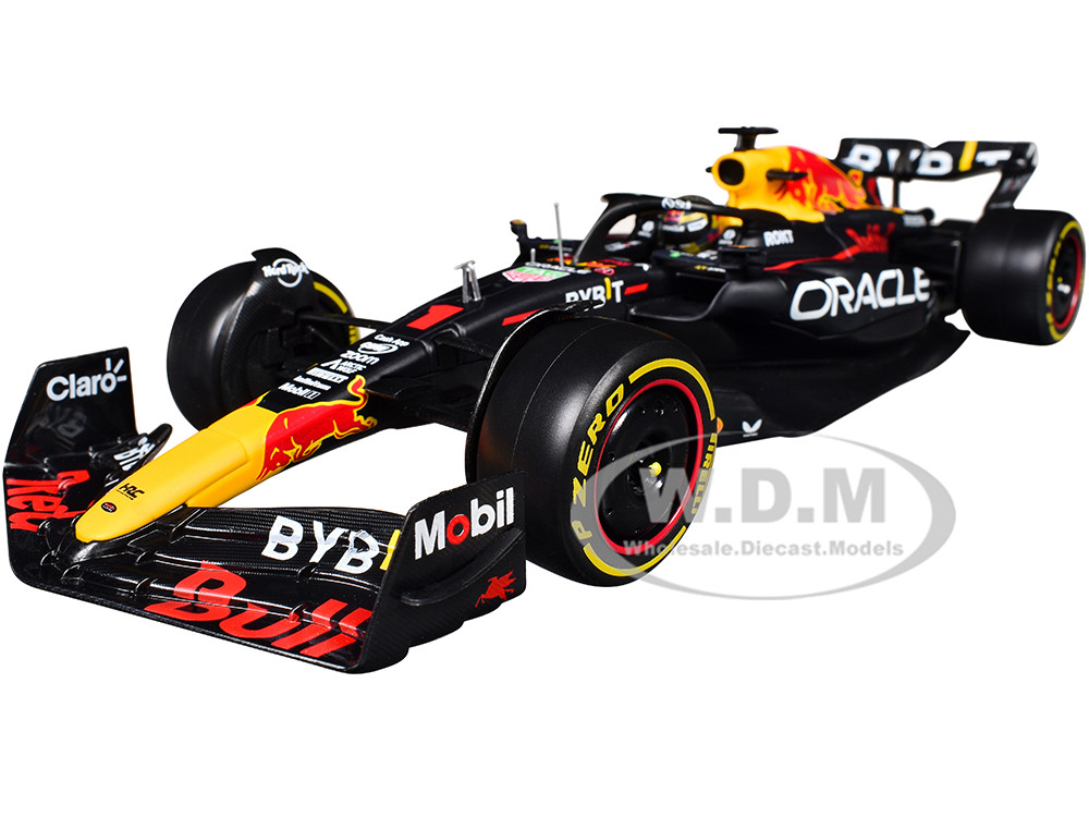 Red Bull Racing RB19 #1 Max Verstappen "Oracle" Winner Formula One F1 Championship "Drivers' Champion" (2023) with Display Case 1/24 Diecast Model Car by Bburago diecast model