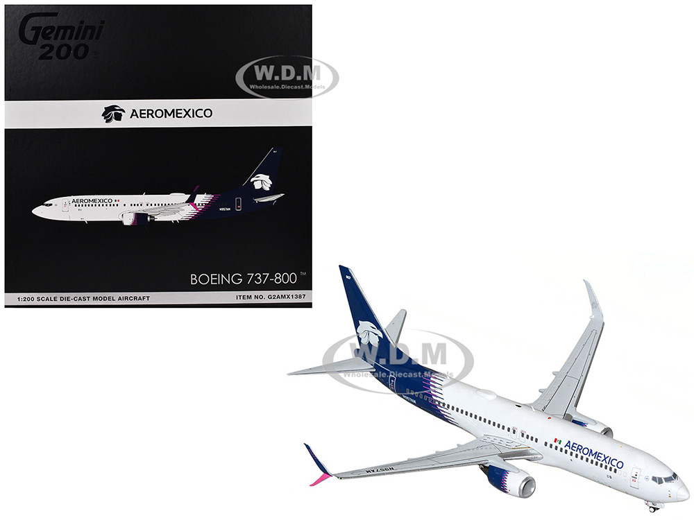Boeing 737-800 Commercial Aircraft "AeroMexico" (N957AM) White with Dark Blue Tail "Gemini 200" Series 1/200 Diecast Model Airplane by GeminiJets diecast model