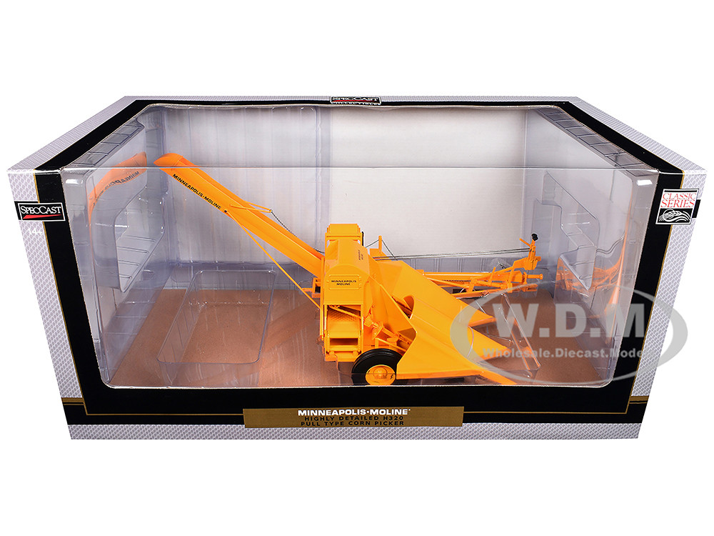 Minneapolis Moline H320 Pull-Type Corn Picker Yellow "Classic Series" 1/16 Diecast Model by SpecCast diecast model
