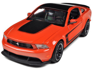2012 Ford Mustang Boss 302 Orange and Black 1/24 Diecast Model Car by Maisto diecast model