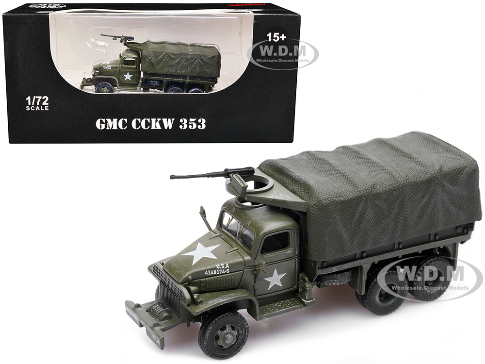 GMC CCKW 353 Truck With Mounted Gun Olive Drab "4148174-S" US Army World War II 1/72 Diecast Model by Legion diecast model