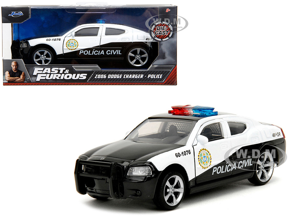 2006 Dodge Charger Police Black and White "Policia Civil" "Fast & Furious" Series 1/32 Diecast Model Car by Jada diecast model