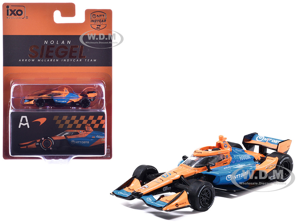 Dallara IndyCar #6 Nolan Siegel "NTT Data" Arrow McLaren IndyCar Team (Road Course Configuration) "NTT IndyCar Series" (2026) 1/64 Diecast Model Car by IXO Models diecast model