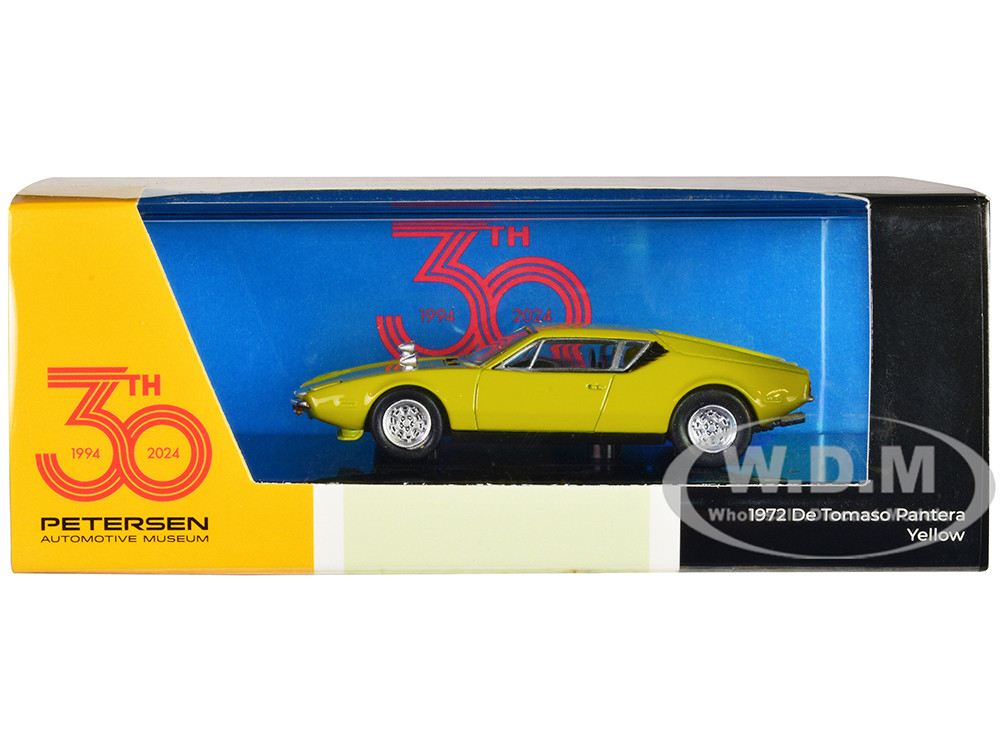 1972 De Tomaso Pantera Yellow "Petersen Automotive Museum 30th Anniversary" 1/64 Diecast Model Car by Paragon Models diecast model