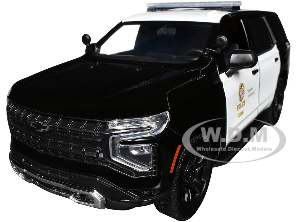 2025 Chevrolet Tahoe Police Pursuit Vehicle "Los Angeles Police Department (LAPD)" Black and White "Law Enforcement and Public Service" Series 1/24 Diecast Model Car by Motormax diecast model