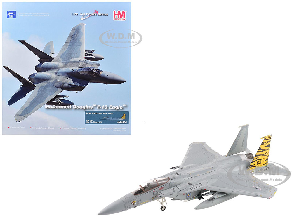 McDonnell Douglas F-15A Eagle Fighter Aircraft "NATO Tiger Meet, 36th TFW, 53rd TFS, Bitburg AFB," (1981) United States Air Force "Air Power Series" 1/72 Diecast Model by Hobby Master diecast model