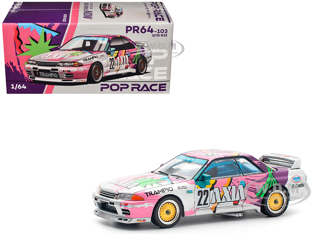 GTR R32 RHD (Right Hand Drive) #22 Masahiko Kageyama - Kazuo Shimizu "Axia" Group A "Japanese Touring Car Championship" (1991) 1/64 Diecast Model Car by Pop Race diecast model