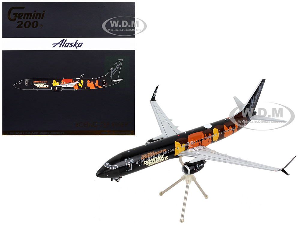 Boeing 737-900ER Commercial Aircraft "Alaska Airlines - Our Commitment" Black with Graphics "Gemini 200" Series 1/200 Diecast Model Airplane by GeminiJets diecast model