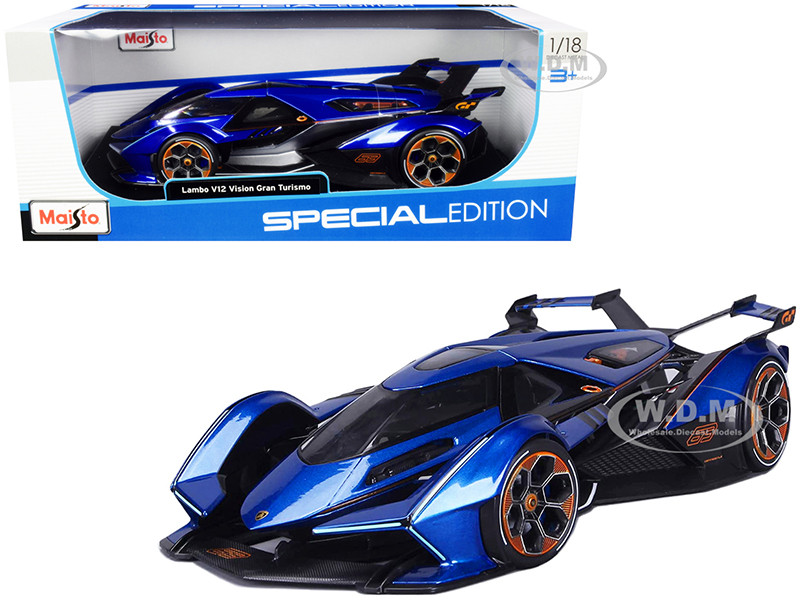 Lamborghini V12 Vision Gran Turismo Blue Metallic 1/18 Diecast Model Car by Maisto diecast model