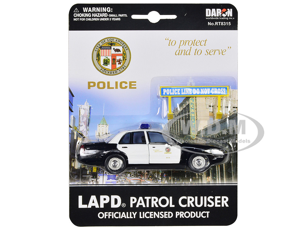 Ford Crown Victoria Police Cruiser Black and White "Los Angeles Police Department" with Police Sign Diecast Model by Daron diecast model