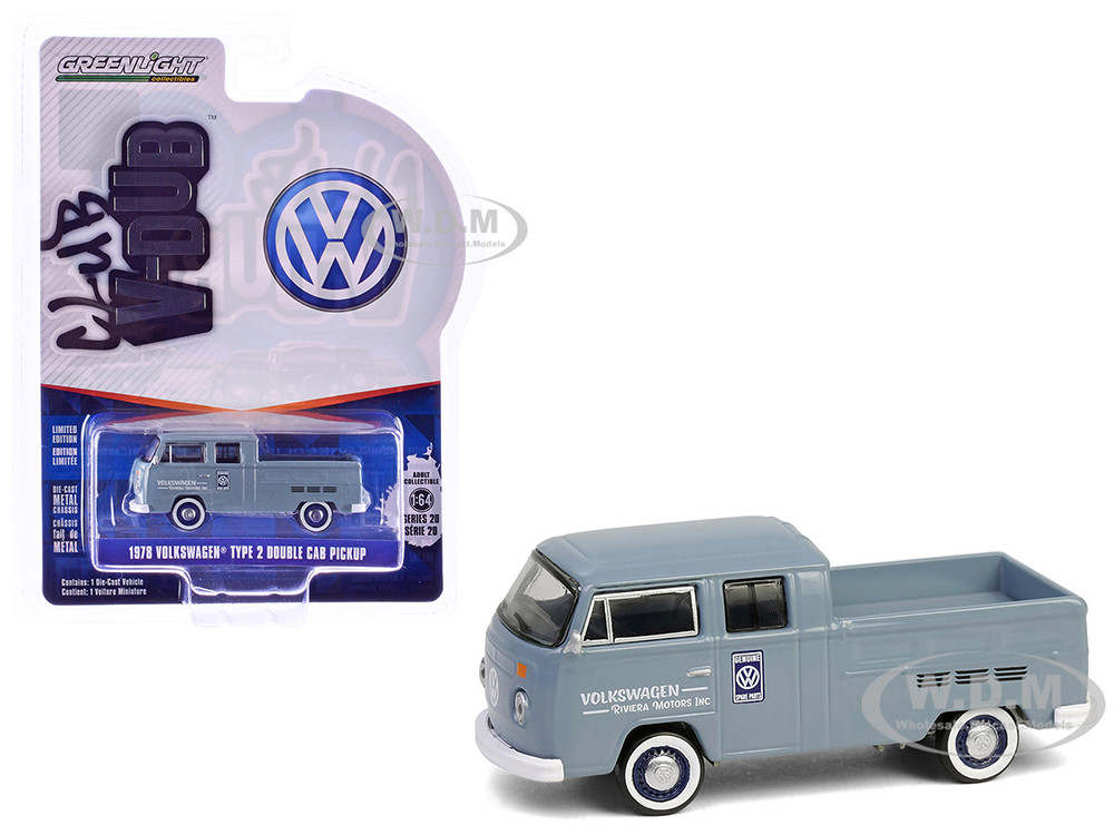 1978 Volkswagen Type 2 Double Cab Pickup Truck "Volkswagen Service" Gray "Club Vee-Dub" Series 20 1/64 Diecast Model Car by Greenlight diecast model