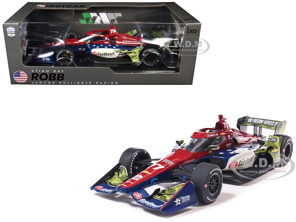 Dallara IndyCar #77 Sting Ray Robb "Goodheart Animal Health Center" Juncos Hollinger Racing (Road Course Configuration) "NTT IndyCar Series" (2026) 1/18 Diecast Model Car by IXO Models diecast model