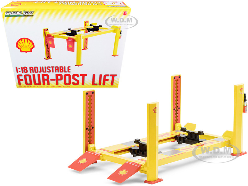 Adjustable Four Post Lift "Shell Oil" #2 for 1/18 Scale Diecast Model Cars by Greenlight diecast model