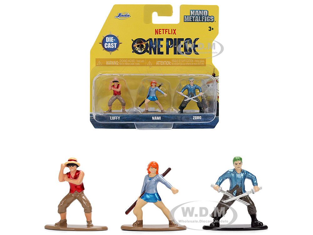 Set of 3 Diecast Figures "One Piece" (2023-Current) TV Series "Nano Metalfigs" Series Diecast Models by Jada diecast model