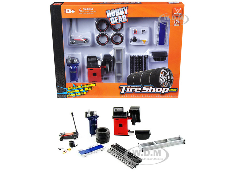Repair Tire Shop Accessories Tool Set for 1/24 Scale Models by Phoenix Toys diecast model
