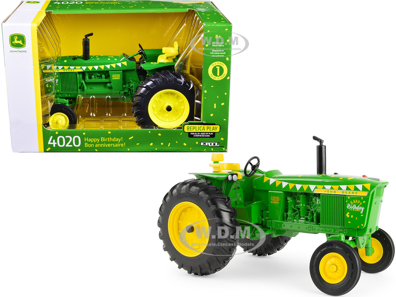 John Deere 4020 Diesel Tractor Green "Happy Birthday!" Edition "Replica Play" Series 1/16 Diecast Model by ERTL TOMY diecast model