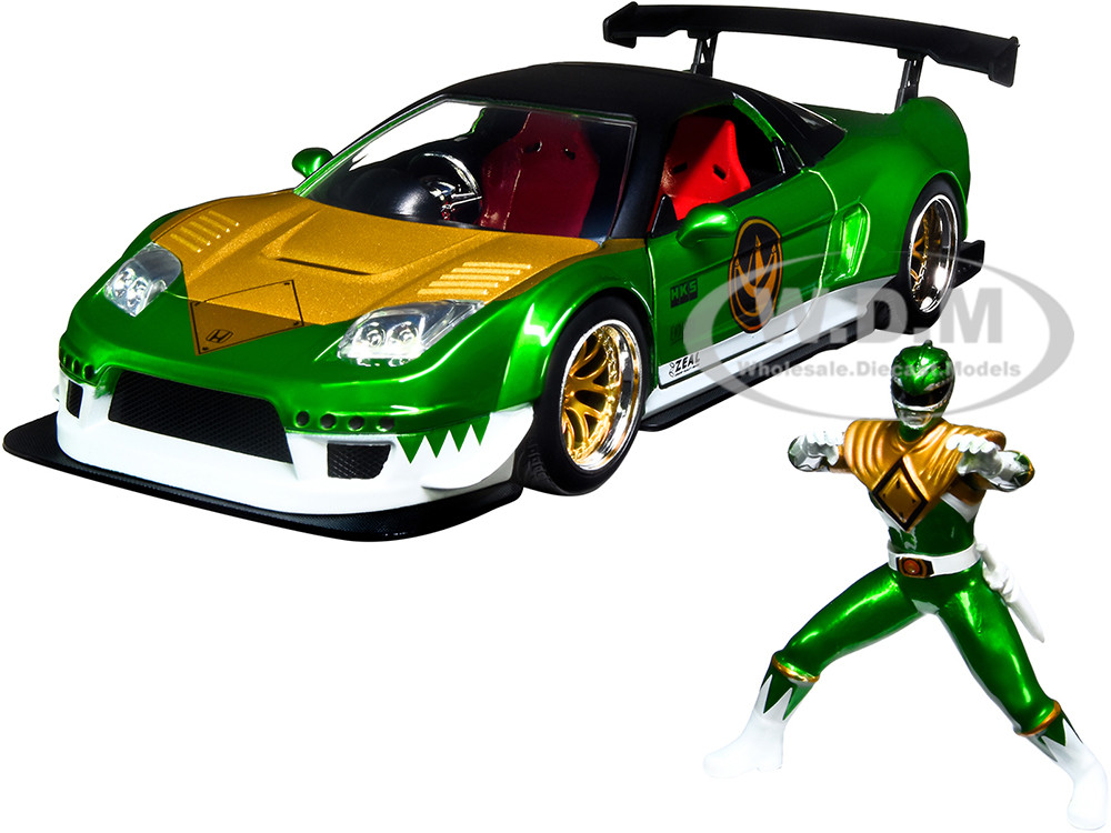 2002 Honda NSX Type-R Japan Spec RHD (Right Hand Drive) and Green Ranger Diecast Figurine "Power Rangers" 1/24 Diecast Model Car by Jada diecast model