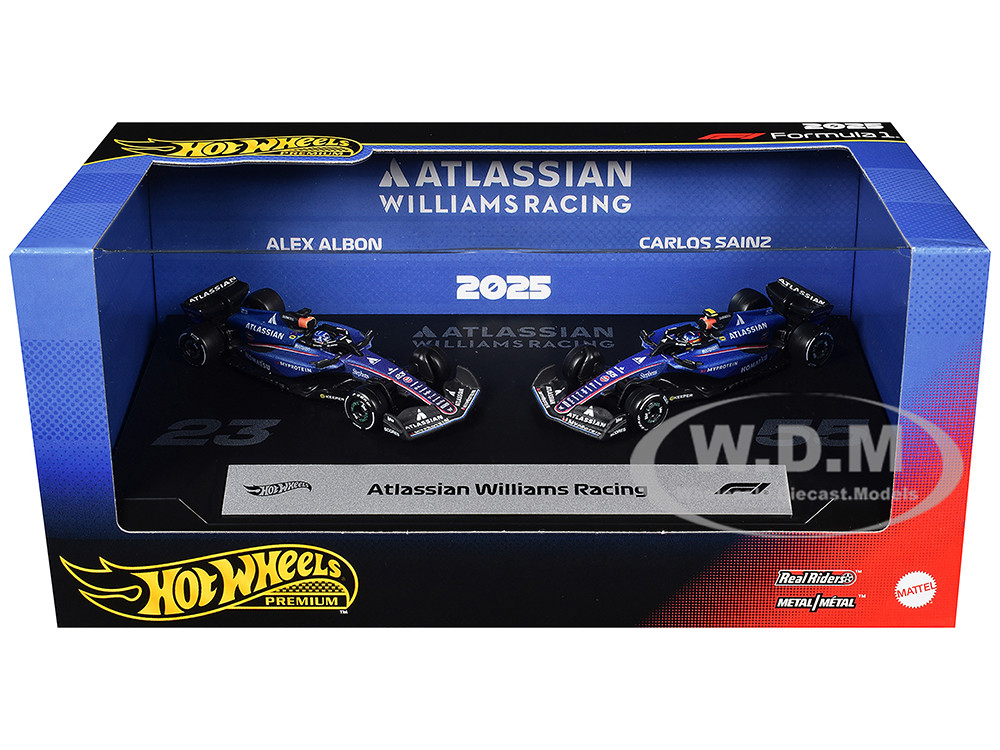 "Atlassian Williams Racing" Formula One F1 World Championship (2025) 2 Piece Set Diecast Model Cars by Hot Wheels diecast model