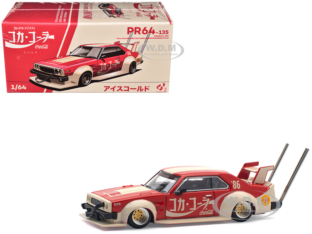 Skyline GT-R V8 Drift "Hakosuka" RHD (Right Hand Drive) "Coca-Cola (Japan)" Red and Cream 1/64 Diecast Model Car by Pop Race diecast model