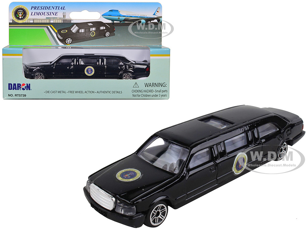 Presidential Limousine Black with Sunroof "United States President" Diecast Model by Daron diecast model