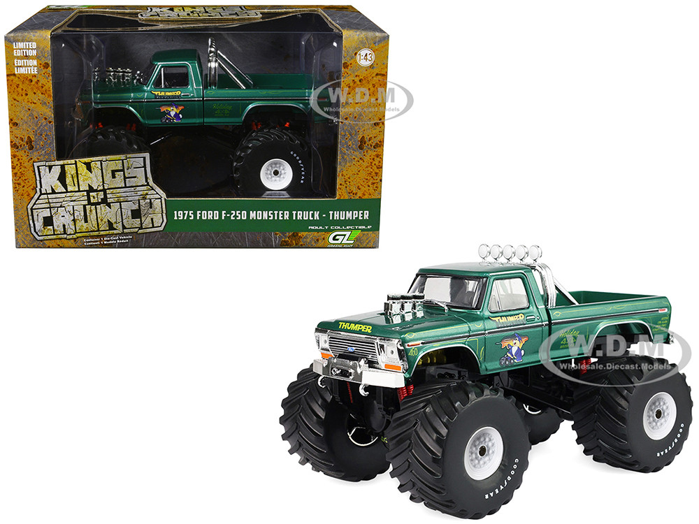 1975 Ford F-250 Monster Truck with 66-Inch Tires "Thumper" Green Metallic "Kings of Crunch" Series 1/43 Diecast Model Car by Greenlight diecast model