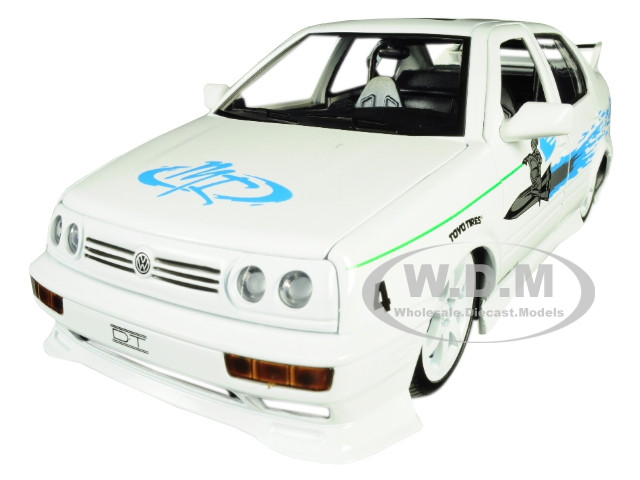 Jesse's Volkswagen Jetta White with Graphics "Fast & Furious" Movie 1/24 Diecast Model Car by Jada diecast model