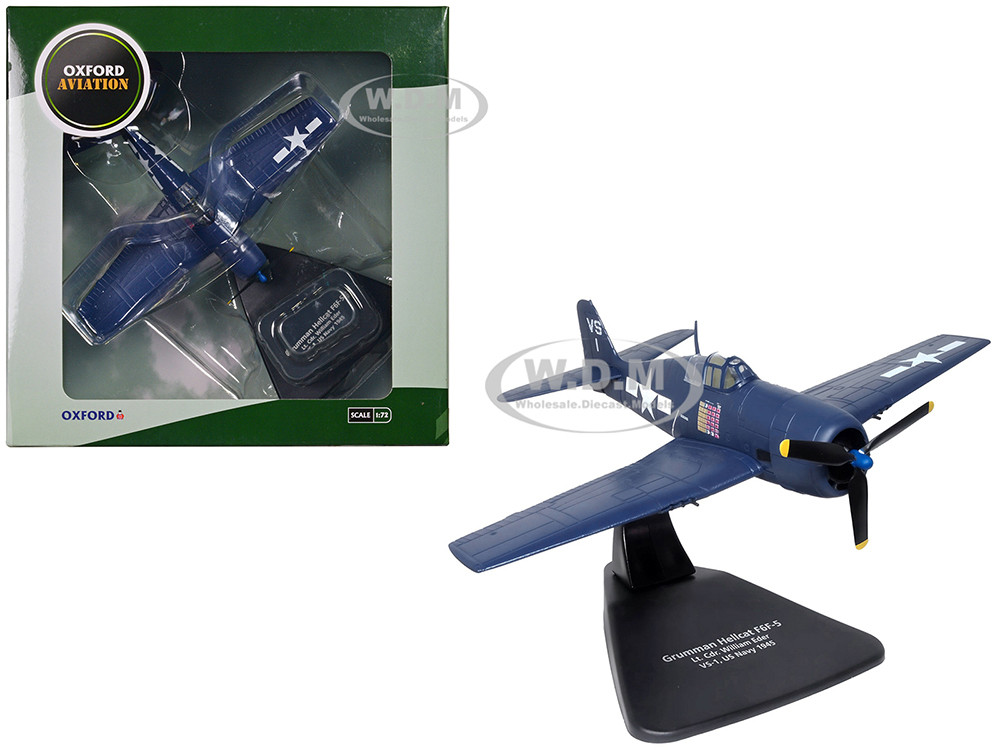 Grumman Hellcat F6F-5 Fighter Aircraft "Lt. Cdr. Willard E. Eder, VS-1" (1945) United States Navy "Oxford Aviation" Series 1/72 Diecast Model Airplane by Oxford Diecast diecast model