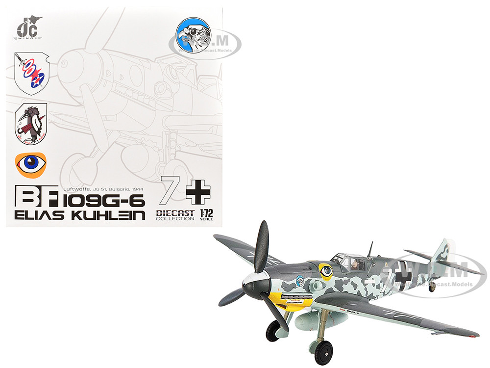 Messerschmitt BF 109G-6 Fighter Aircraft "JG 51, Bulgaria" (1944) German Luftwaffe 1/72 Diecast Model by JC Wings diecast model