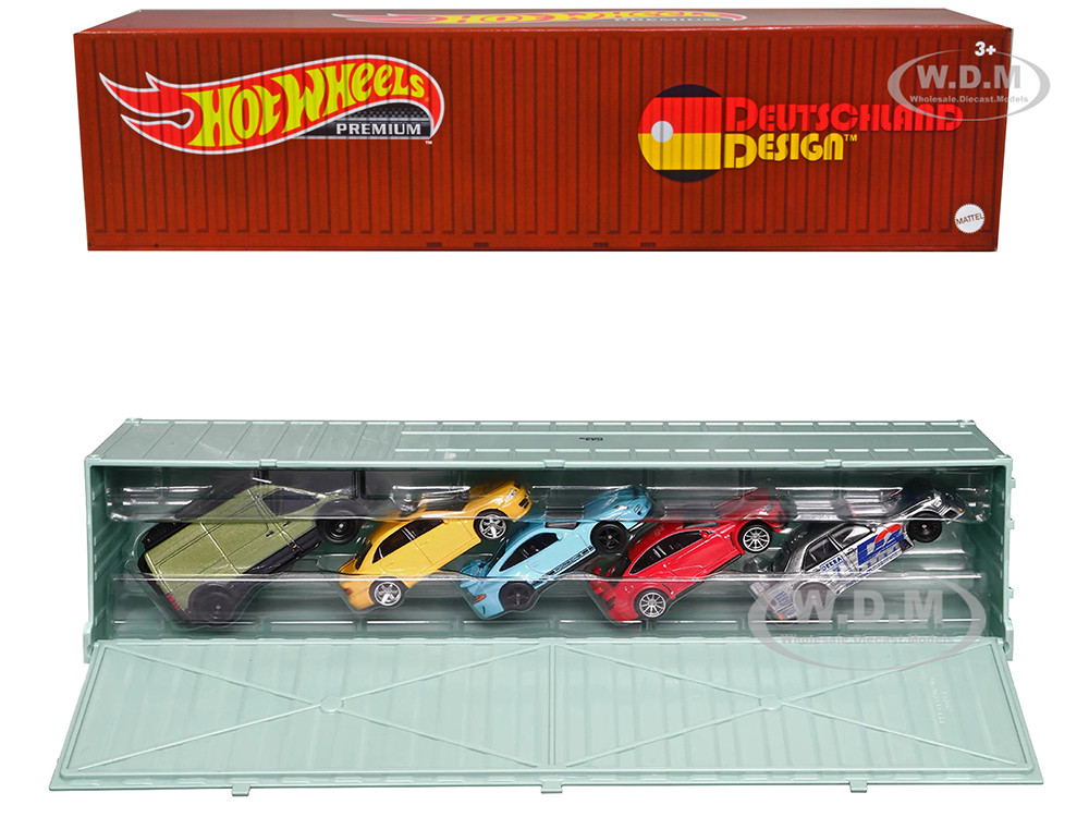 2022 "Deutschland Design" 5 piece Set with Container "Car Culture" Series Diecast Model Cars by Hot Wheels diecast model