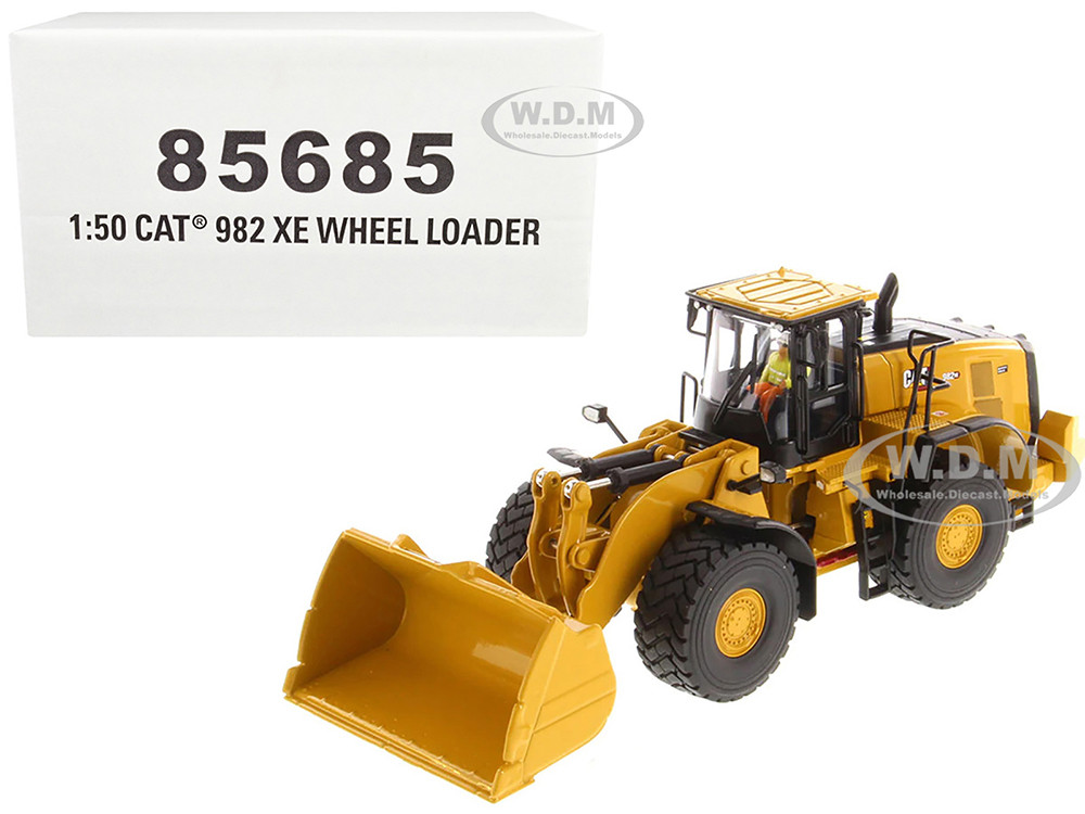 CAT Caterpillar 982 XE Wheel Loader Yellow with Operator "High Line Series" 1/50 Diecast Model by Diecast Masters diecast model