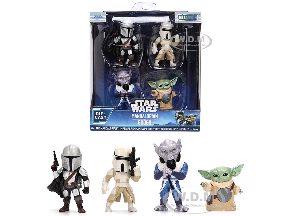 Set of 4 Diecast Figures "Star Wars: The Mandalorian & Grogu" (2026) Movie "Metalfigs" Series Diecast Models by Jada diecast model
