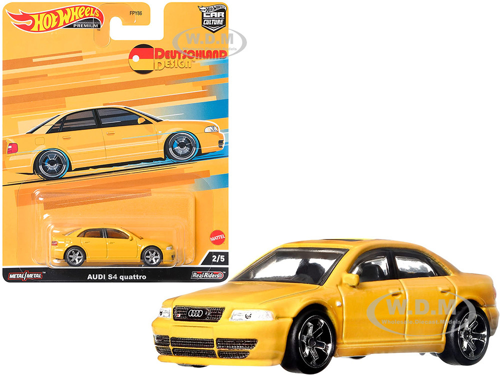 Audi S4 Quattro with Sunroof Yellow "Deutschland Design" Series Diecast Model Car by Hot Wheels diecast model
