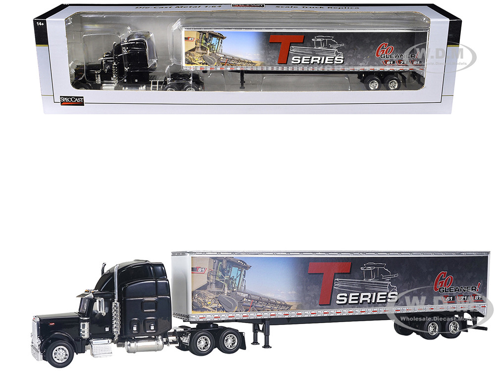 Peterbilt 379 Sleeper Cab Black with Trailer "Gleaner T Series" 1/64 Diecast Model by SpecCast diecast model
