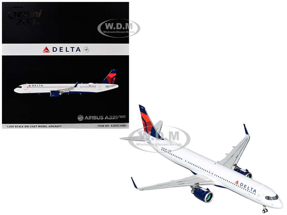 Airbus A321neo Commercial Aircraft "Delta Air Lines" (N502DX) White with Blue and Red Tail "Gemini 200" Series 1/200 Diecast Model Airplane by GeminiJets diecast model