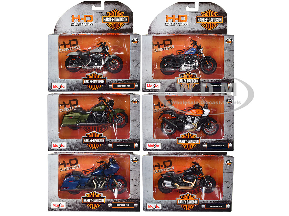Harley-Davidson Motorcycles 6 piece Set Series 43 1/18 Diecast Models by Maisto diecast model
