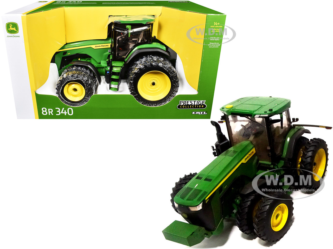 John Deere 8R 340 Tractor with Dual Wheels Green "Prestige Collection" 1/16 Diecast Model by ERTL TOMY diecast model