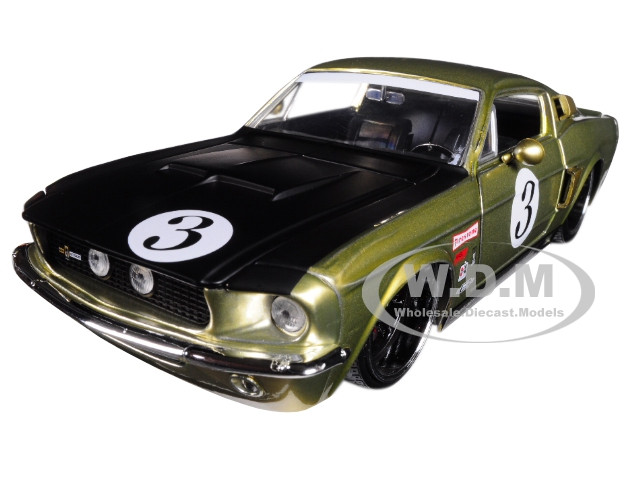 1967 Ford Shelby GT-500 #3 Gold with Matt Black Hood "Bigtime Muscle" Series 1/24 Diecast Model Car by Jada diecast model