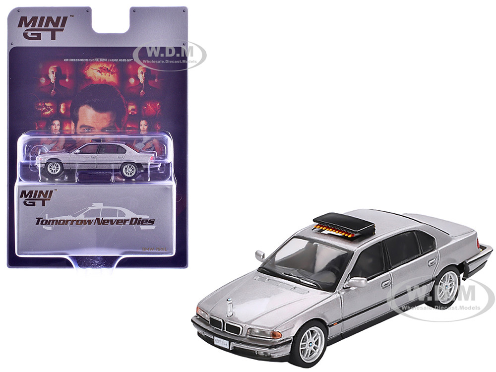 BMW 750IL Gray Metallic 007 James Bond "Tomorrow Never Dies" (1997) Movie Limited Edition 1/64 Diecast Model Car by Mini GT diecast model